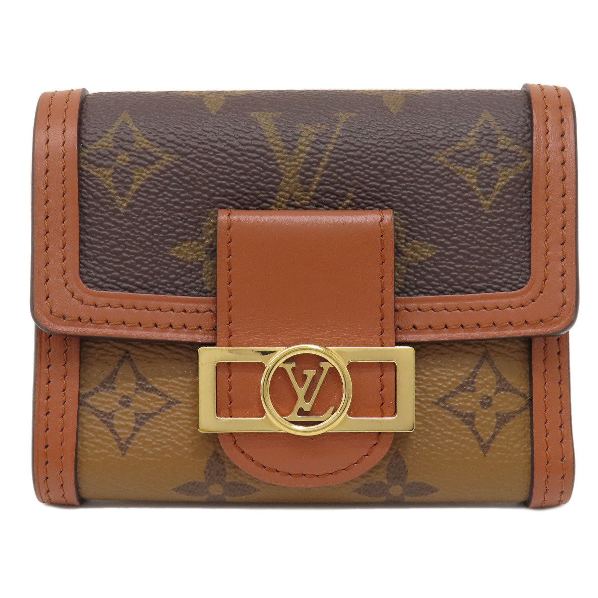 LOUIS VUITTON Bifold Wallet M68725 Monogram reverse Brown Portefeuille Daufine Compact Women d