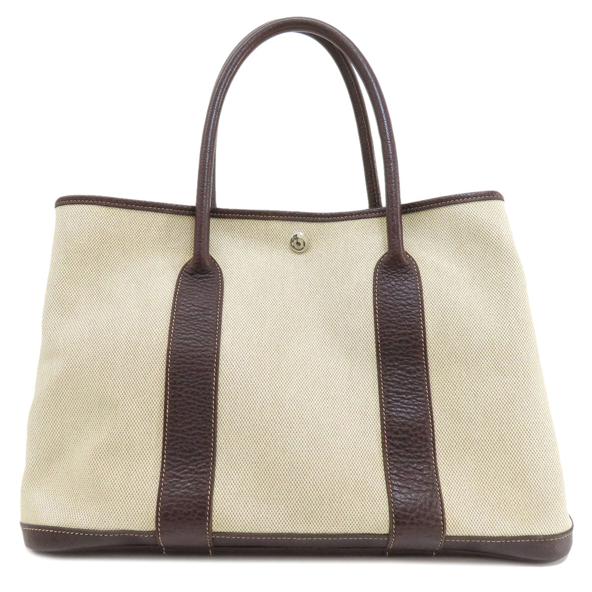 HERMES Tote Bag Tower ash beige Garden Party PM Maroon SilverMetal Women d