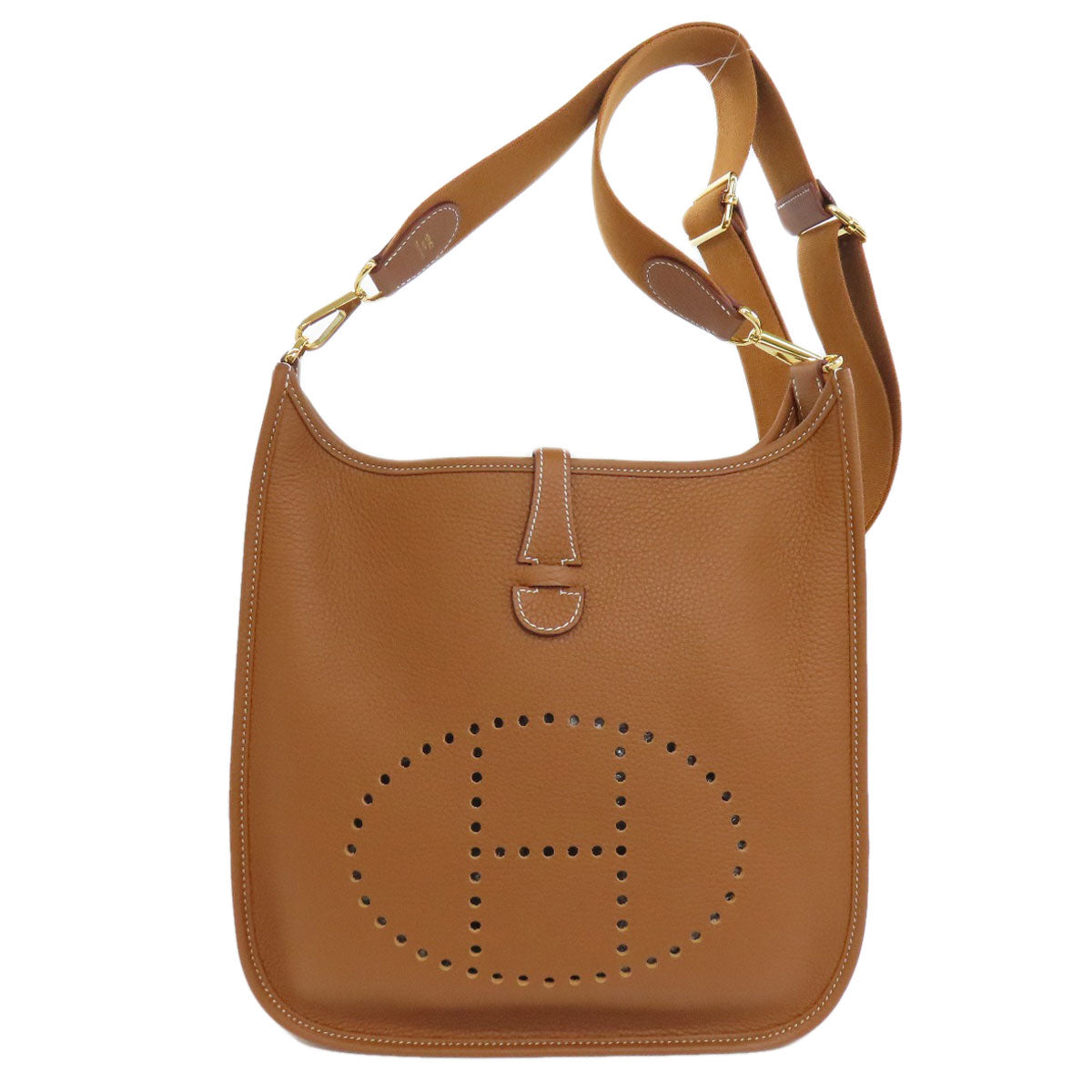 HERMES Shoulder Bag Taurillon Clemence Brown Evelyn 3 PM Gold Metal Women d