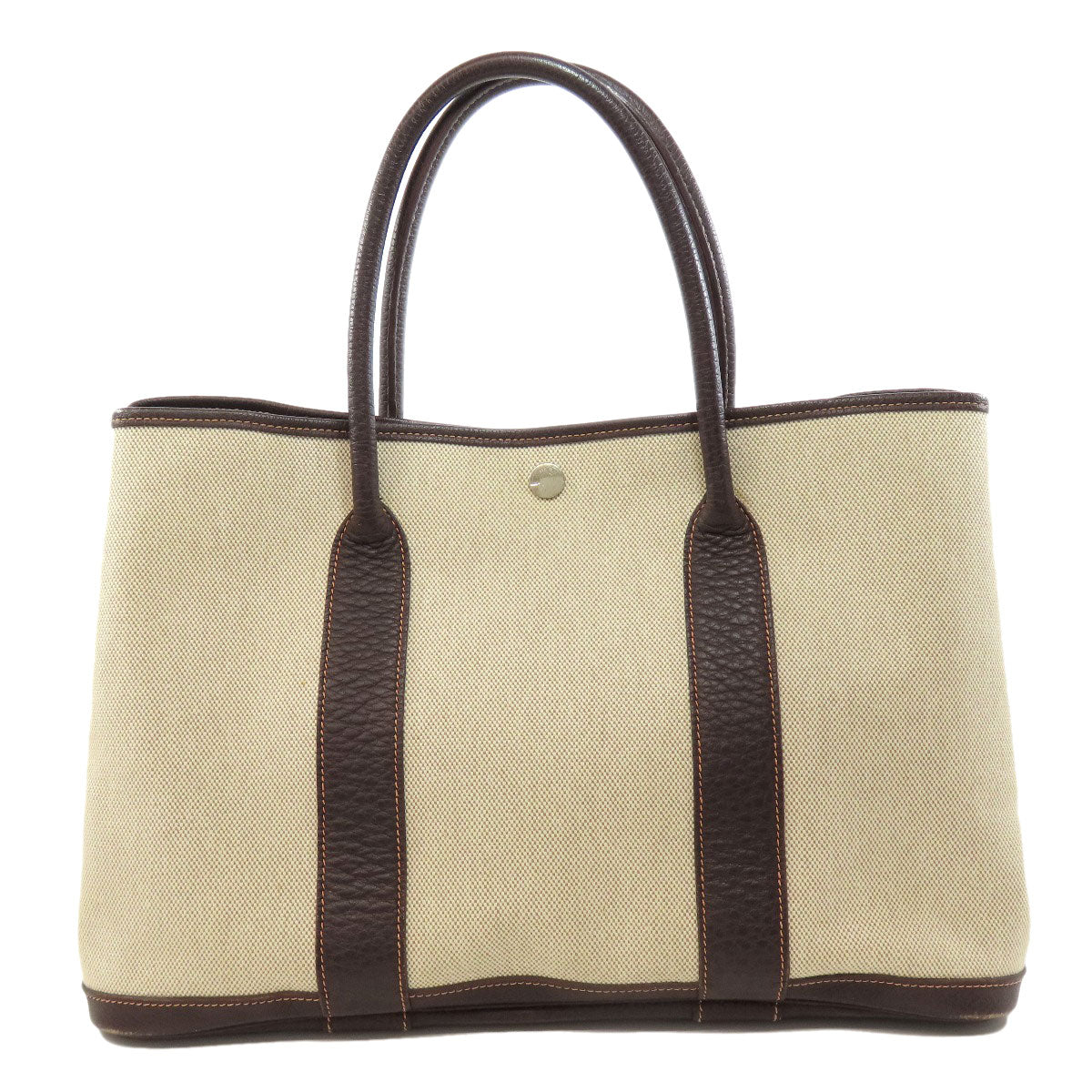 HERMES Tote Bag Tower ash beige Garden Party PM SilverMetal Women d
