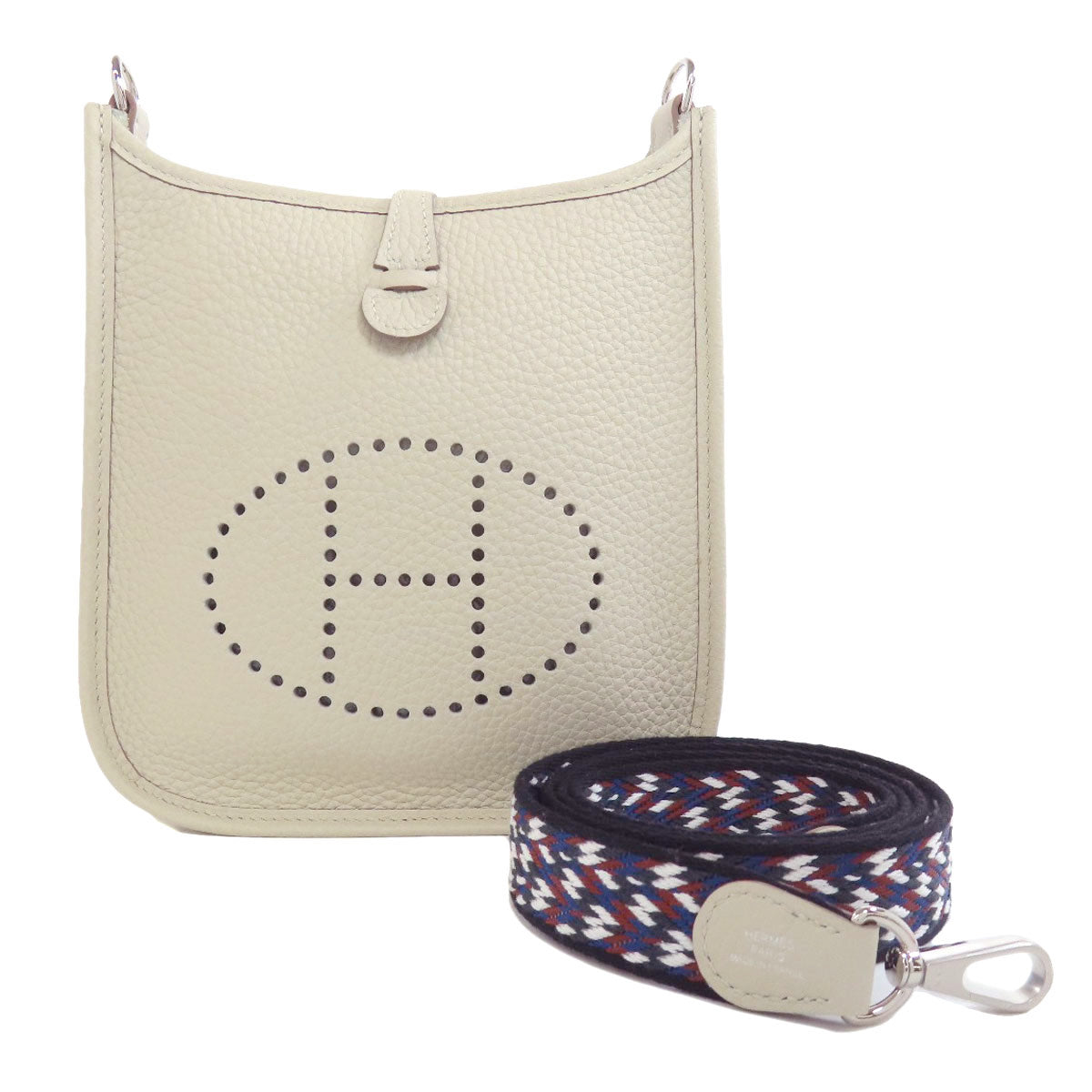 HERMES Shoulder Bag Taurillon Clemence white Evelyn TPM Amazone SilverMetal Women d