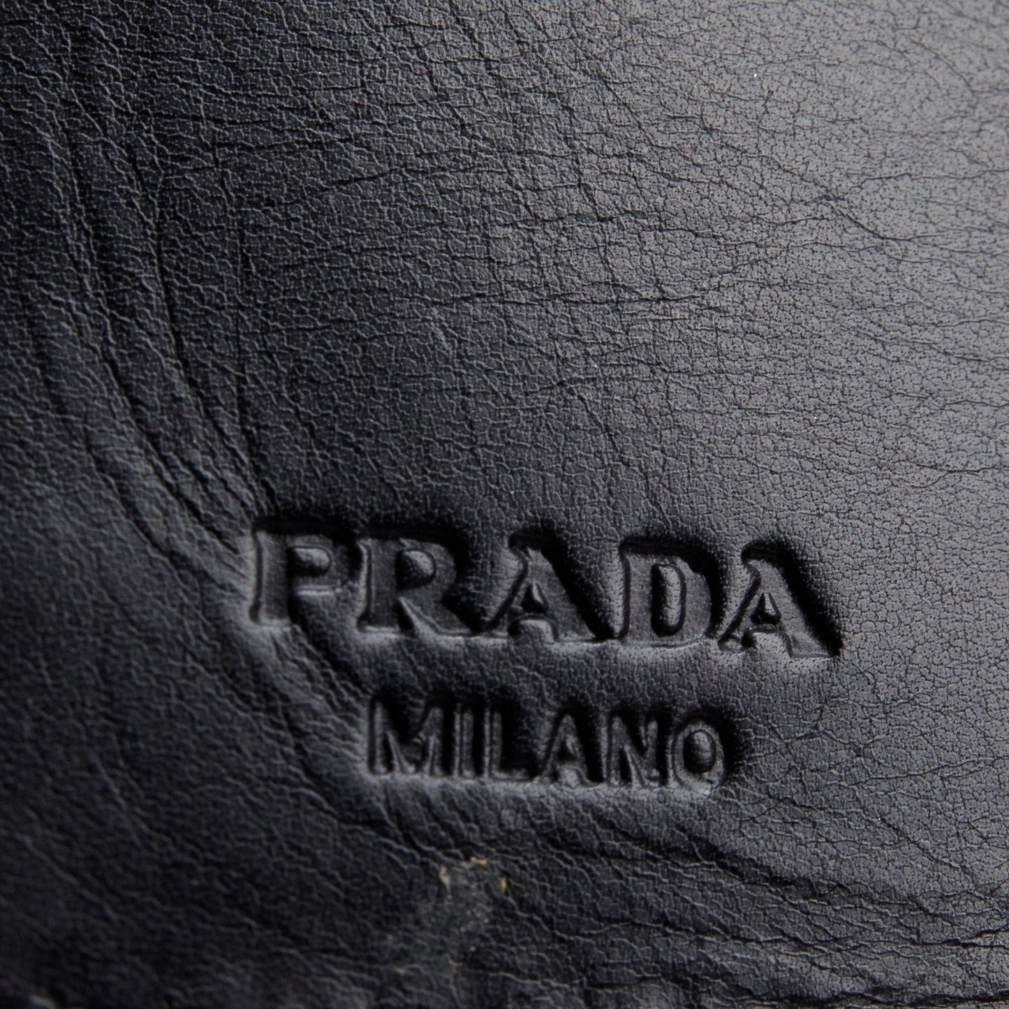 Prada Black Spazzolato Trifold Compact Wallet