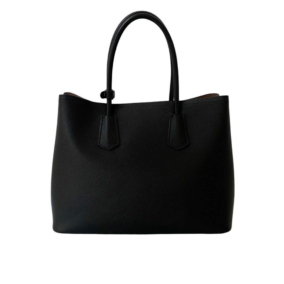 PRADA Shoulder Bag leather black Saffiano Cuir Double