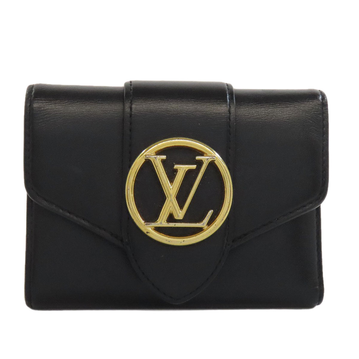 LOUIS VUITTON Bifold Wallet M69176 leather black Portefeuille LV Pont Neuf Women d