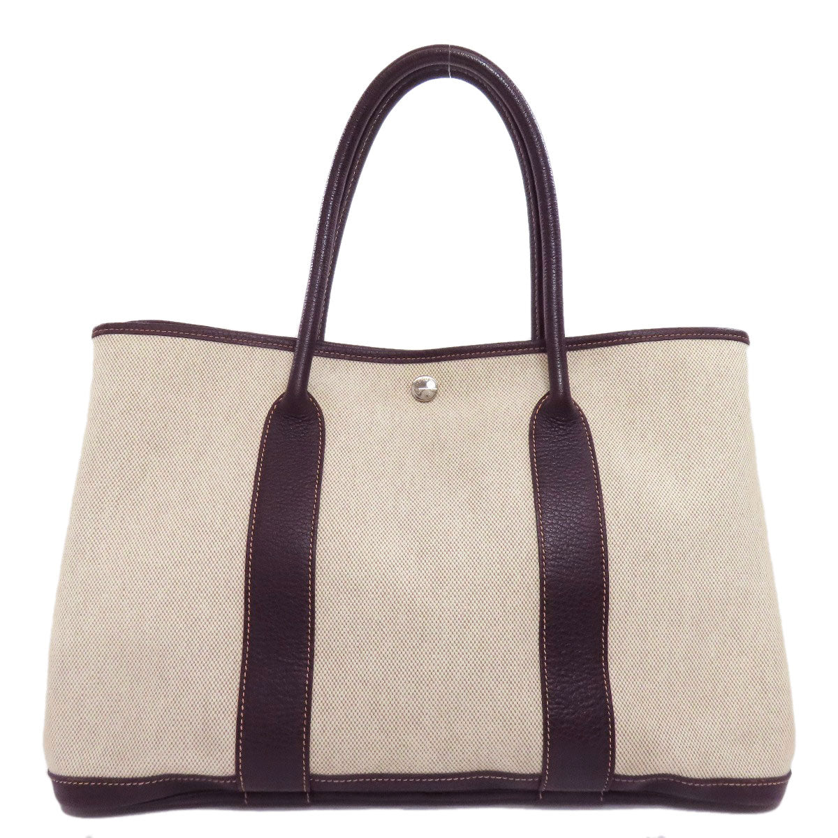 HERMES Tote Bag Tower ash beige Garden Party PM SilverMetal Women d
