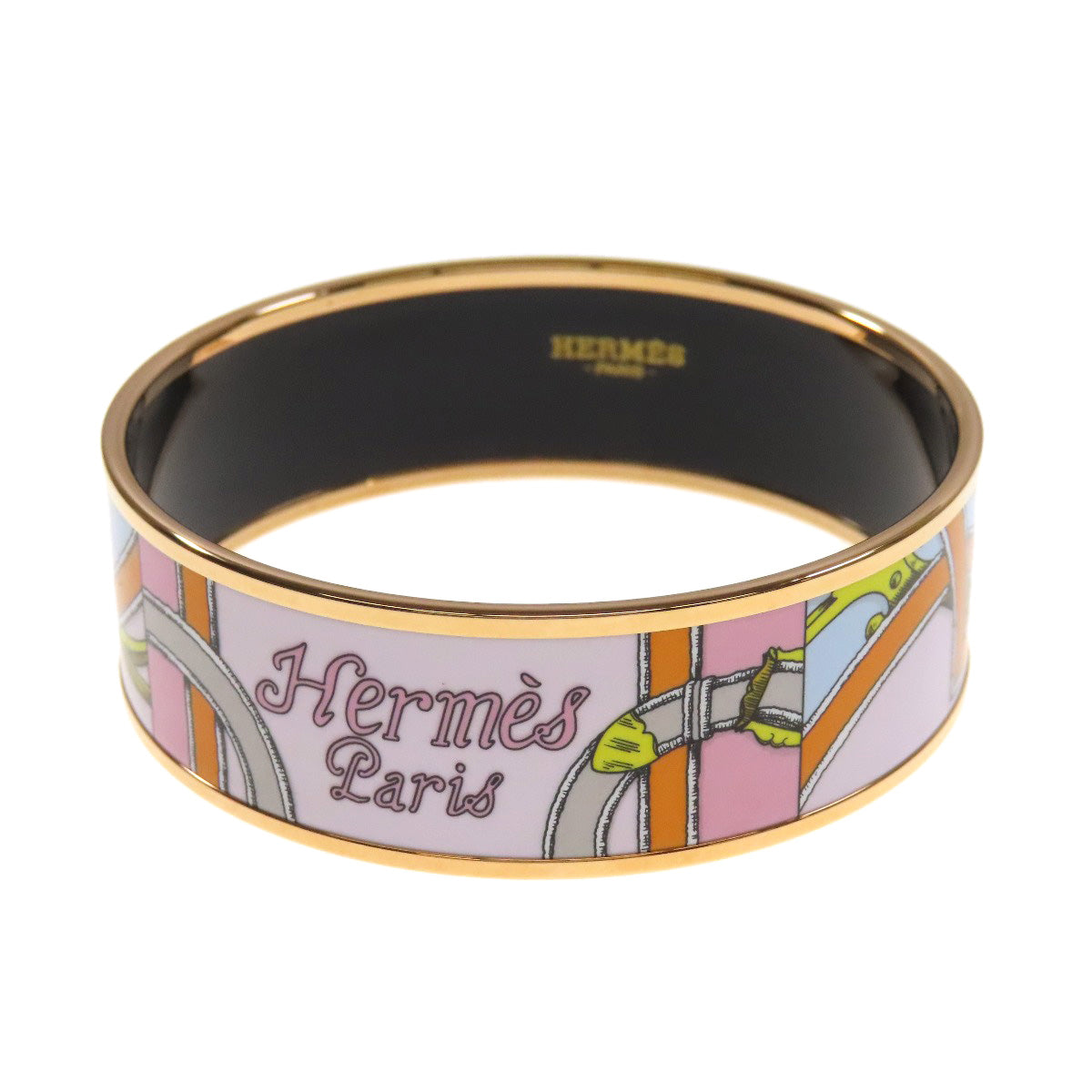 HERMES bracelet metallic pink Emaille GM bangle Women d