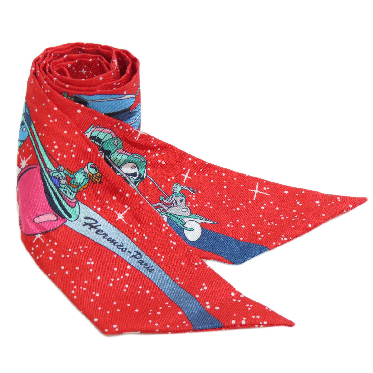 HERMES scarf silk Red Twilly Women d