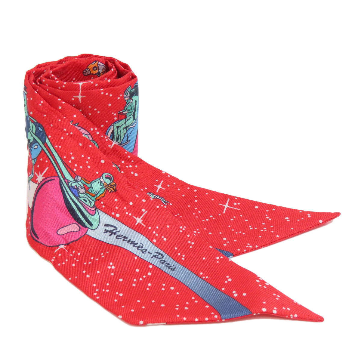 HERMES scarf silk Red Twilly Women d
