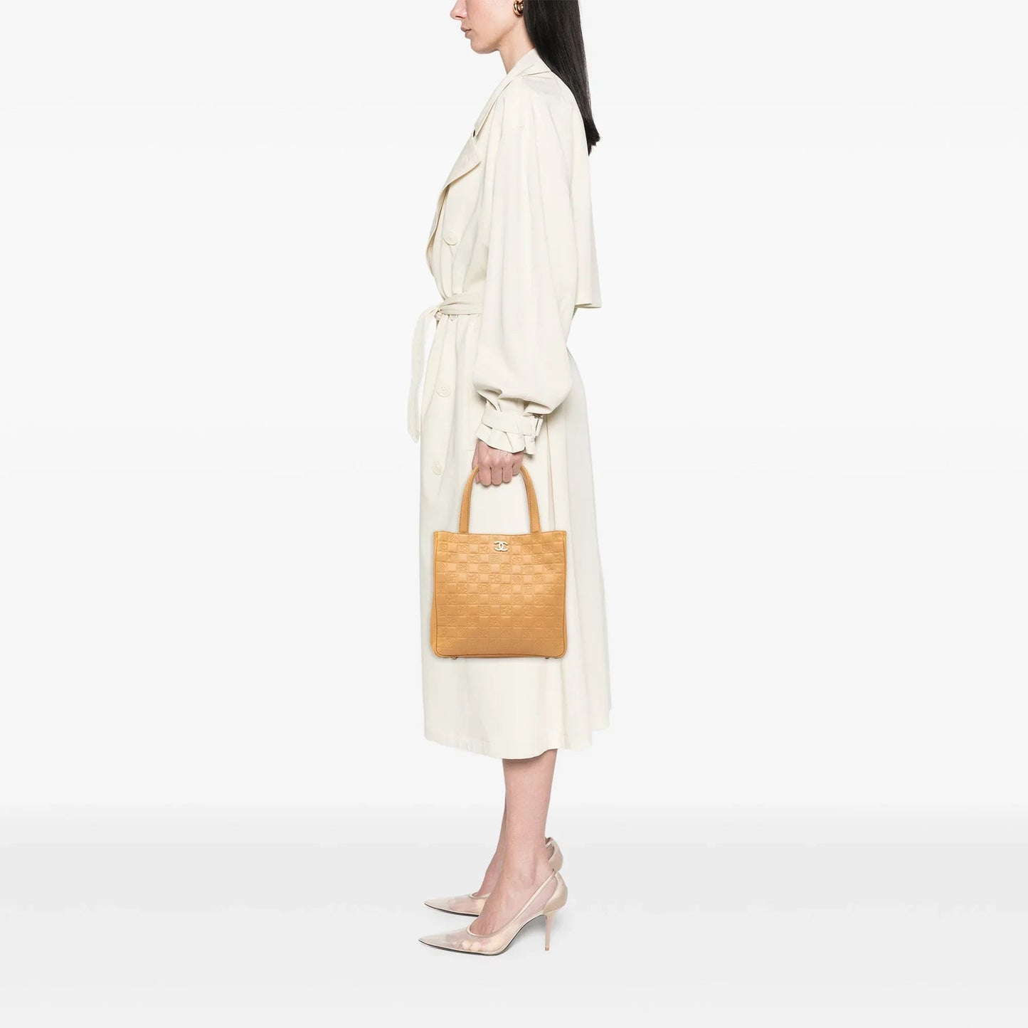 Brown Chanel CC Embossed Lambskin Precious Symbols Tote