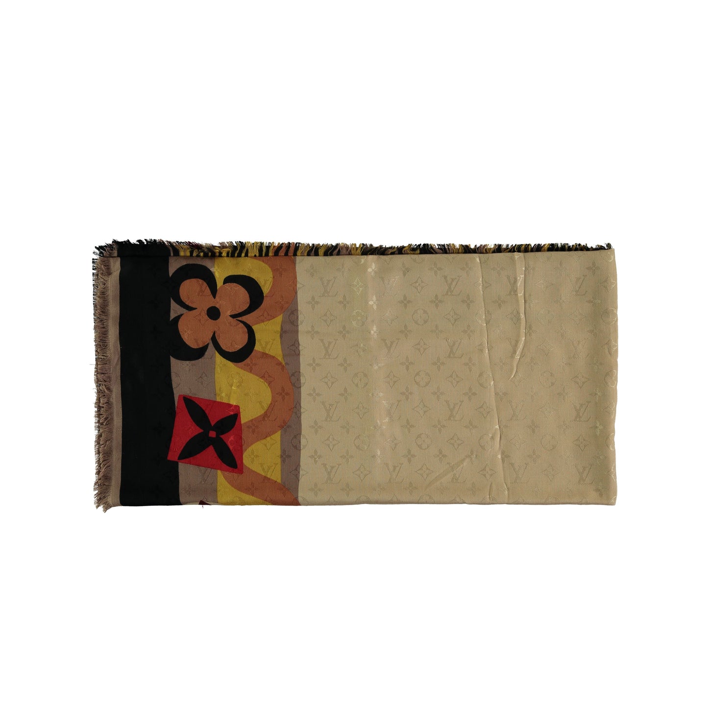 LOUIS VUITTON Louis Vuitton Logo Monogram Jungle Fever Printed Silk & Wool Scarf