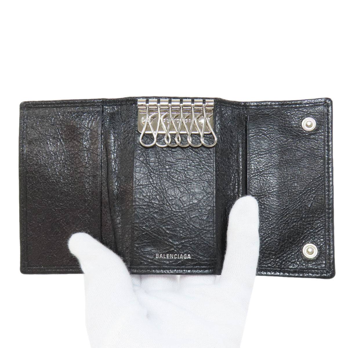 BALENCIAGA Key case Key holder 477450 leather black Classic