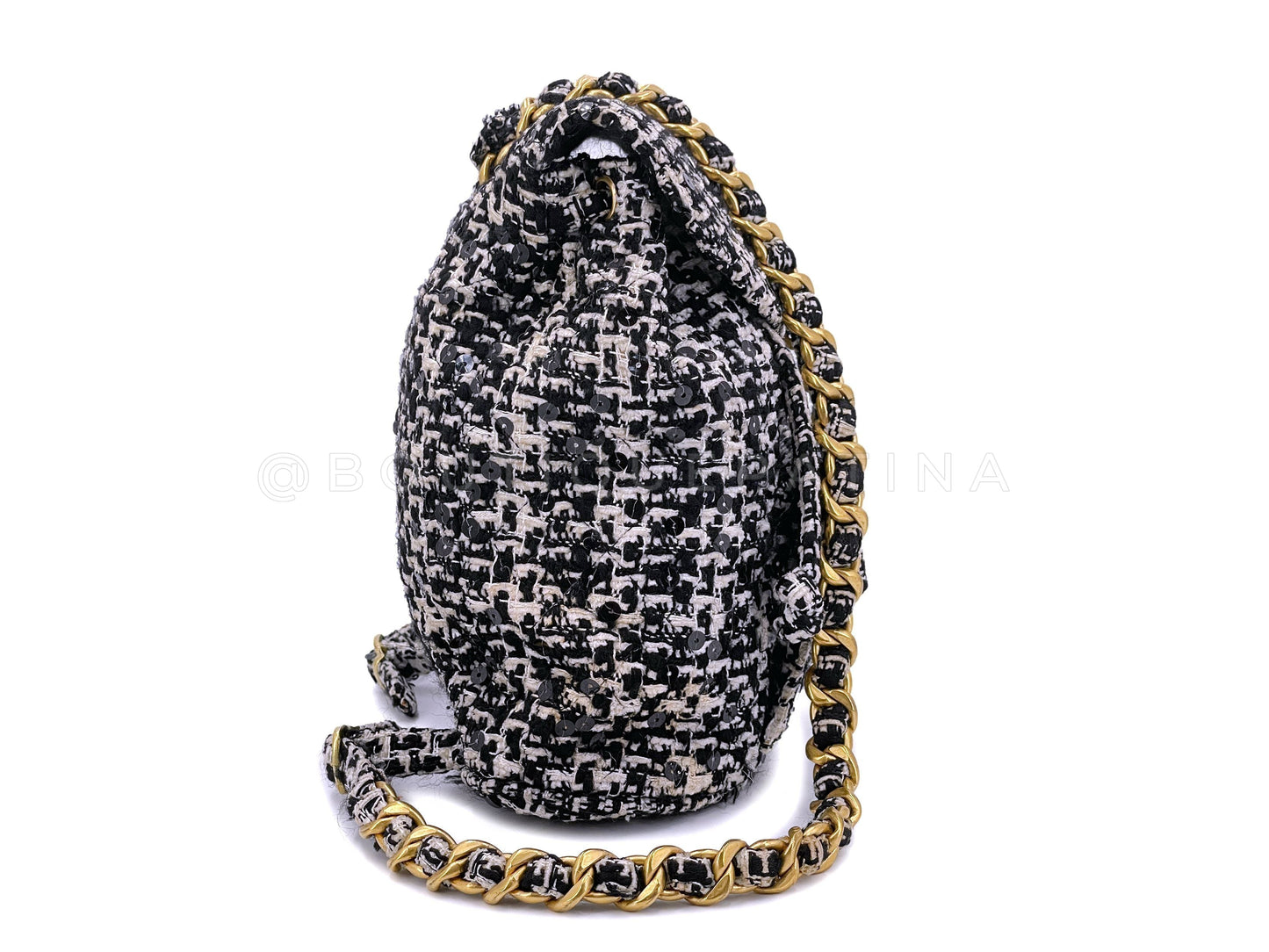 Chanel 1994 Black White Tweed Duma Backpack Bag 24k GHW