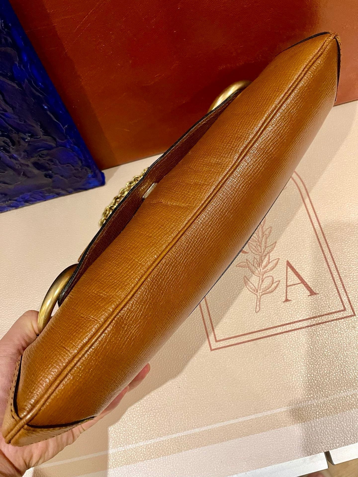 Gucci Horsebit Chain Shoulder Bag Large Tan Brown Leather