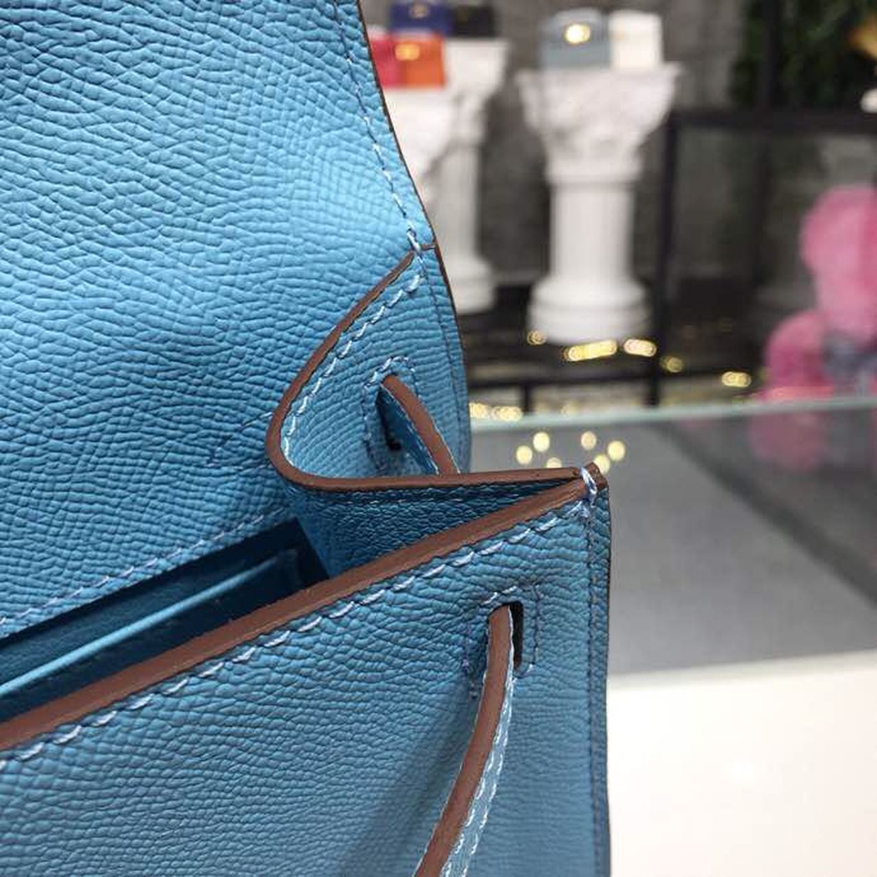 Top Quality Mini Kelly KP Pochette Blue For Women Gold Toned Hardware 8.7in/22cm