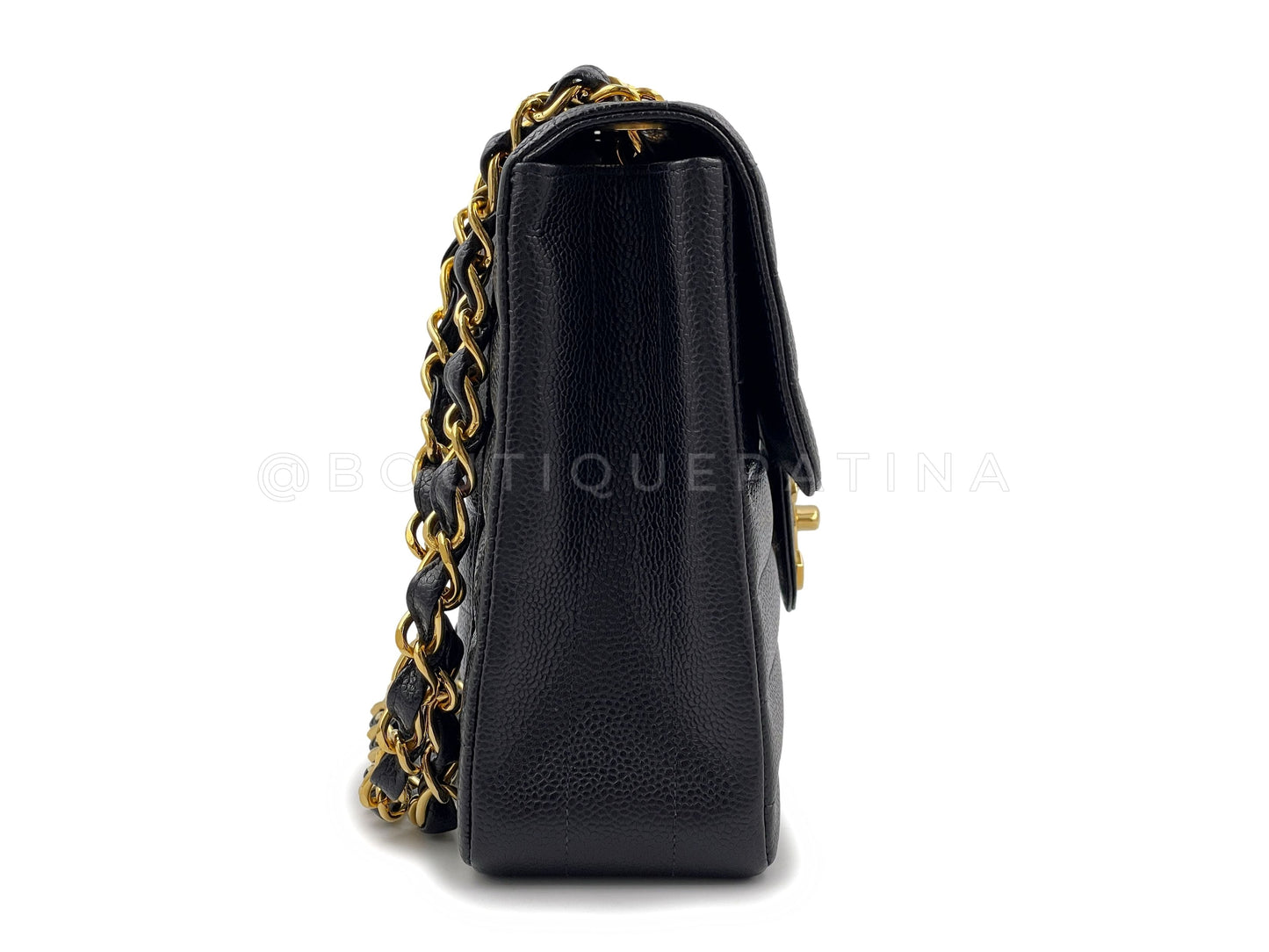 Chanel 1995 Black Caviar Horizontal Classic Jumbo Flap Bag 24k GHW