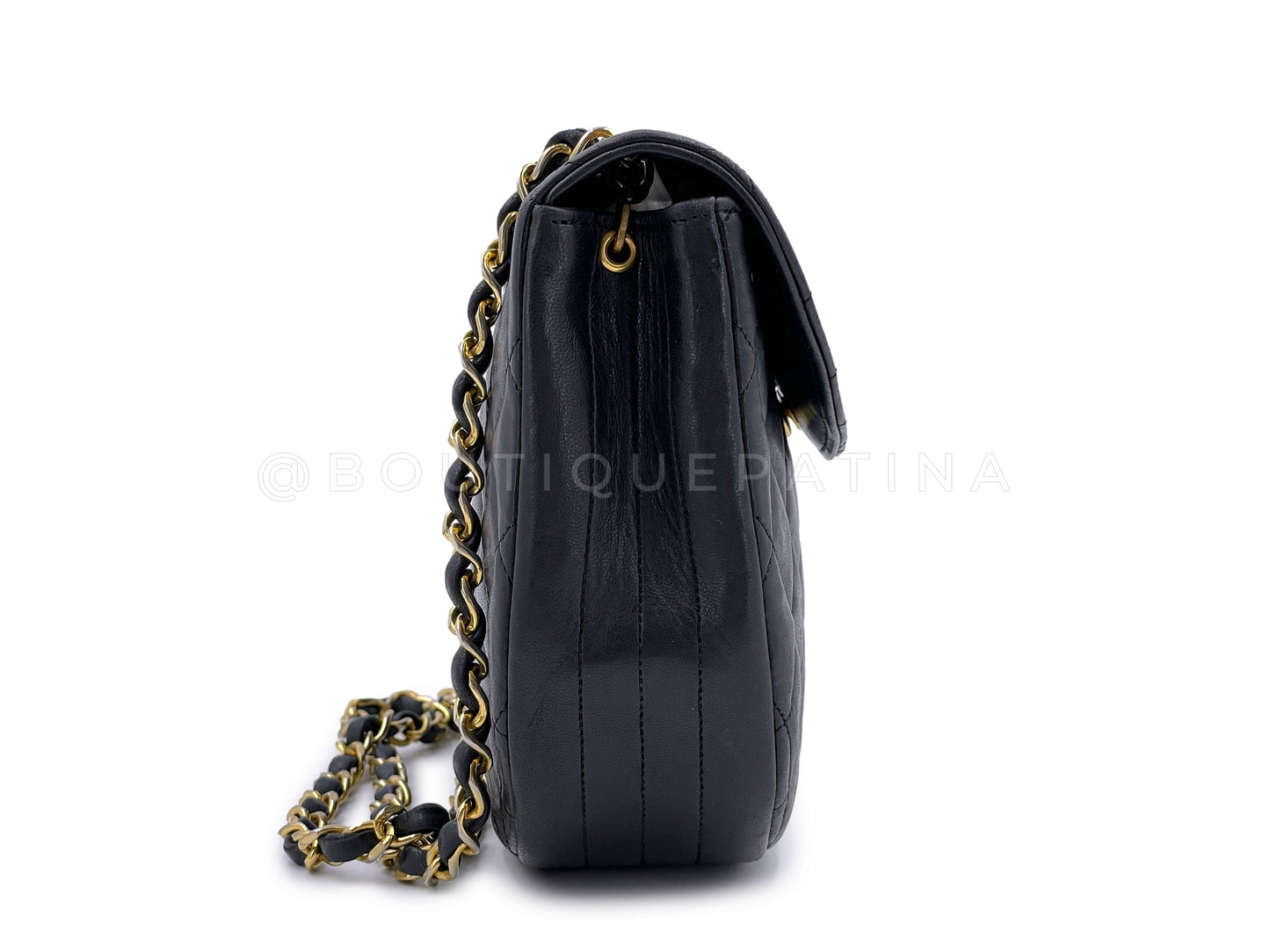 Chanel 1989 Round Half Moon Flap Bag 24k GHW Black