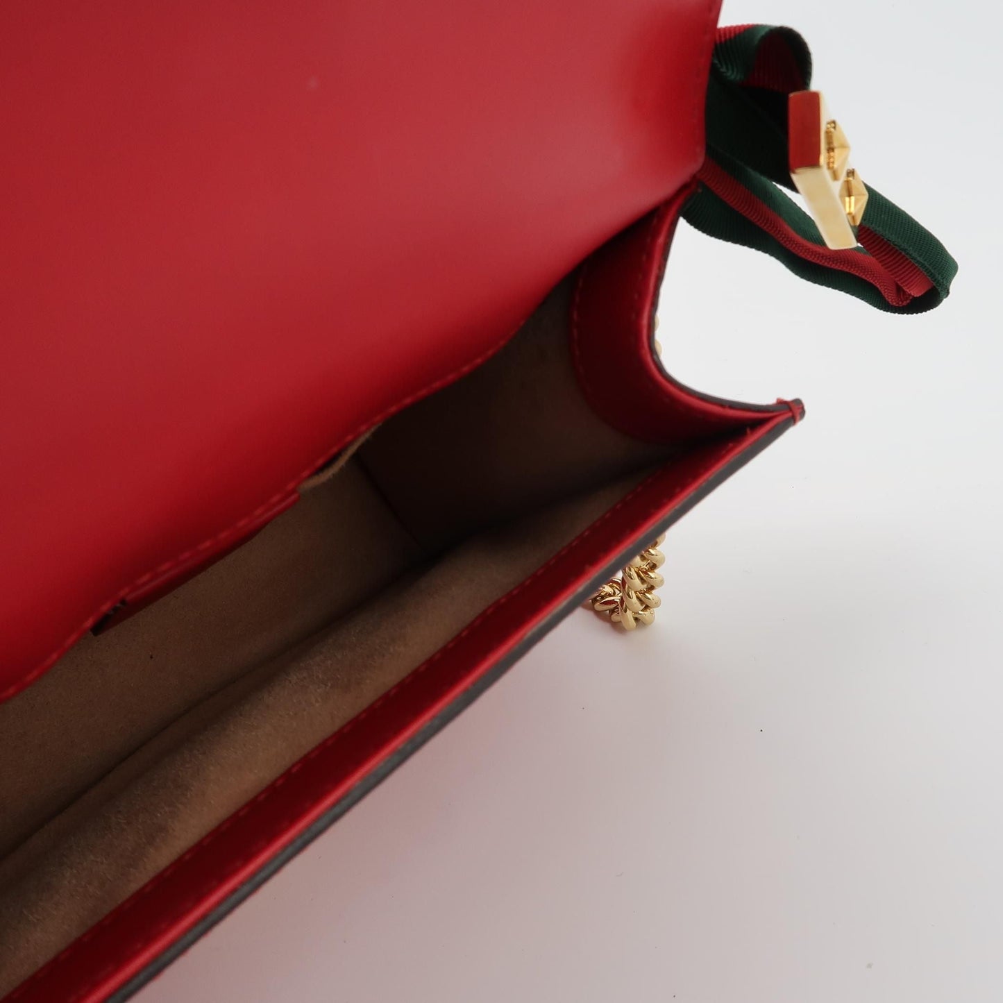 Gucci Sylvie Mini Leather Crossbody Bag with Ribbon and Metal Buckle
