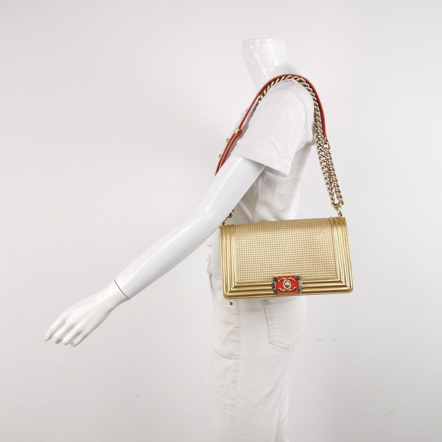 Chanel Leboy Seasonal Limited Edition Medium Lambskin Square Double C Lock Shoulder Bag 250104781010604