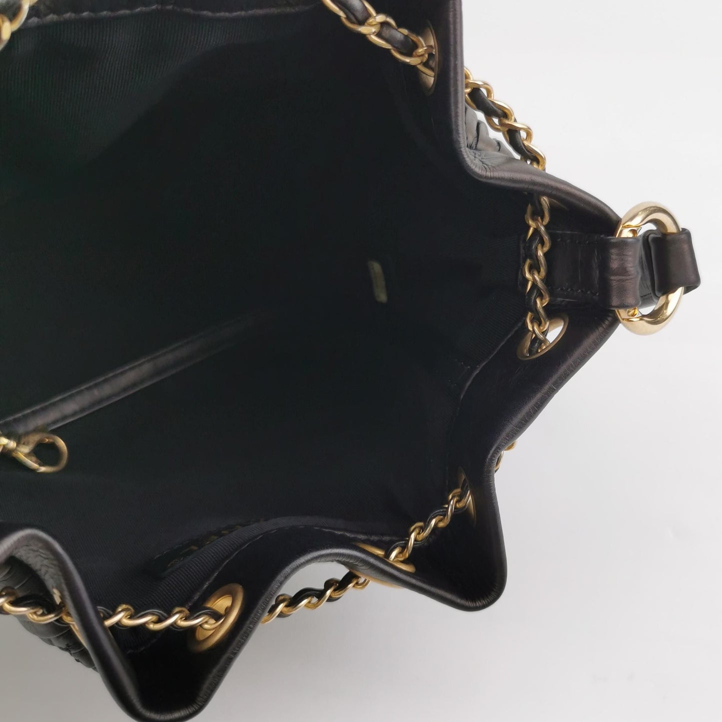 Chanel Calfskin Solid Double C Logo Drawstring Shoulder Bag 24111378942539