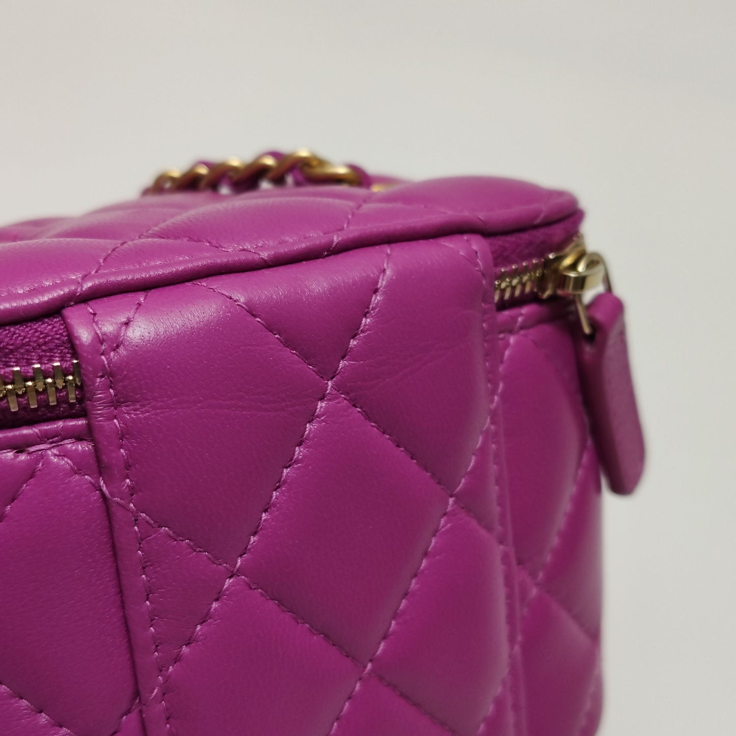 Chanel Vanity Case Lambskin Quilted Gold Ball Chain Double C Logo Crossbody Shoulder Bag 24110978937331