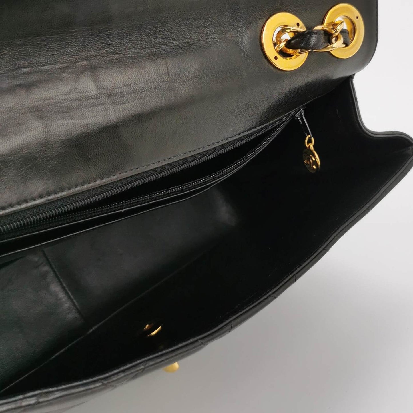 Chanel Classic Flap Large 1994 Black Lambskin Leather 24k Gold Plated Mega CC Logo