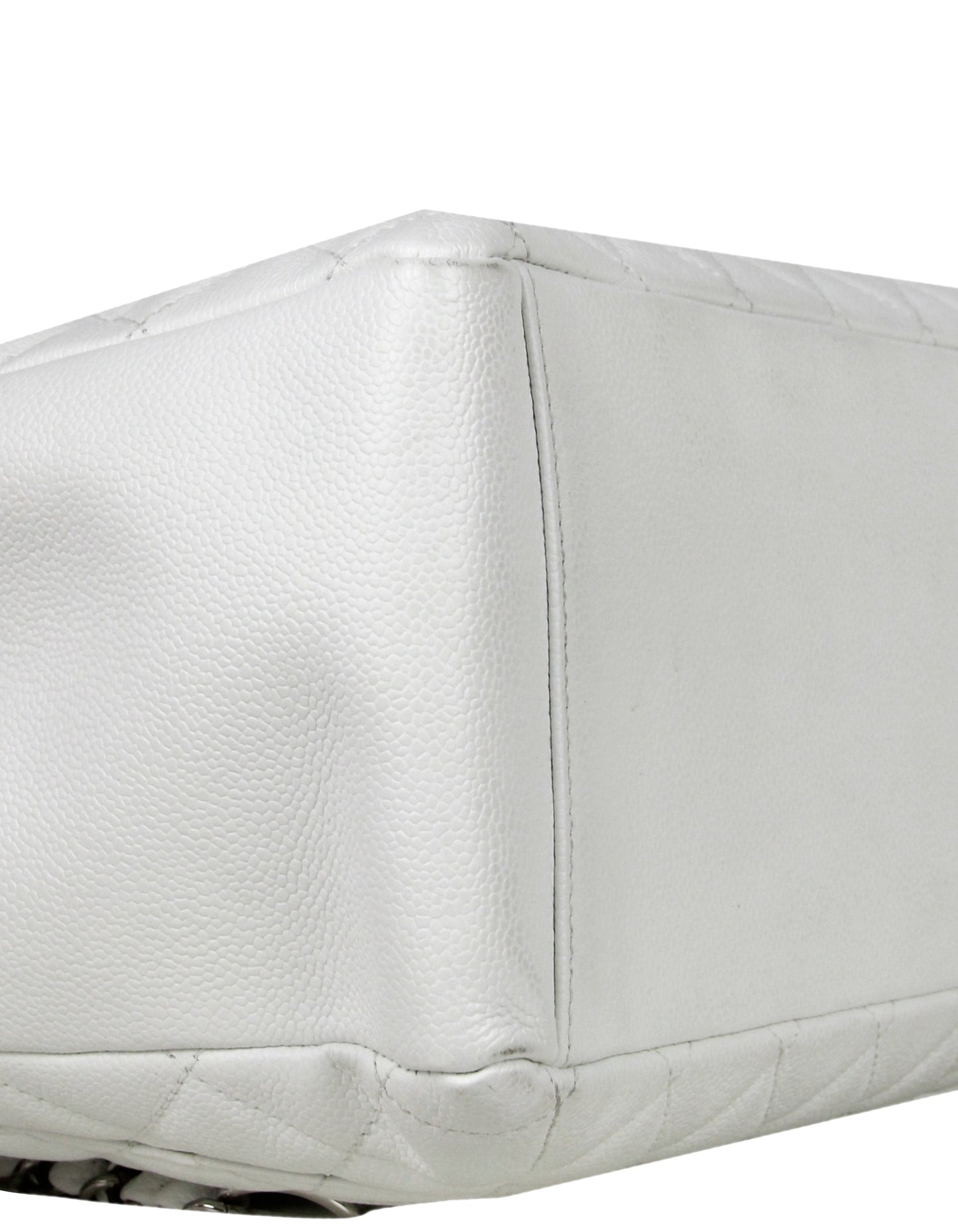 Chanel White Caviar Leather Quilted Grand Shopper Tote GST Bag