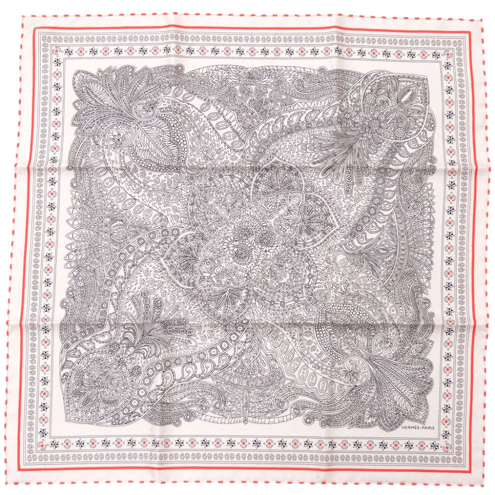HERMES scarf silk white Carre55 Le Jardin de la Maharani Maharani's Garden