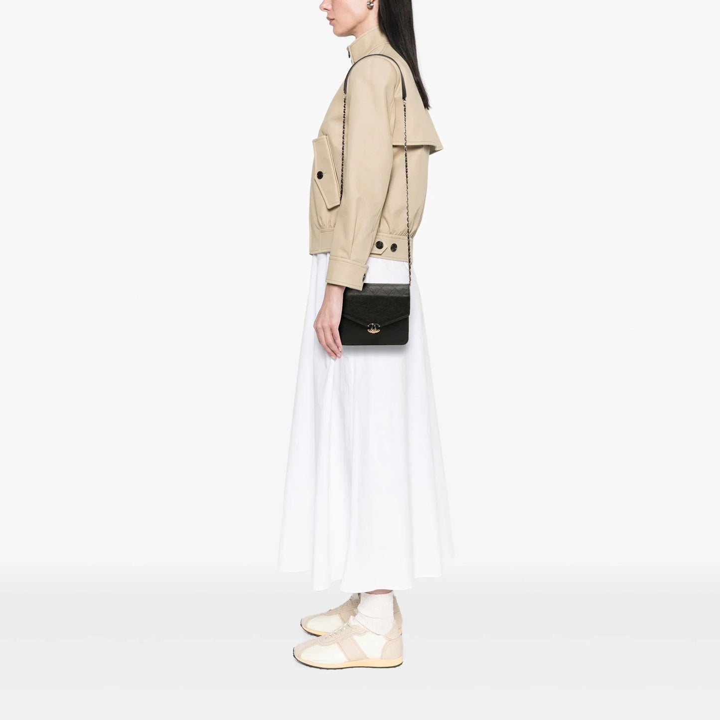 Black Chanel Paris-Cuba Square Quilted Caviar Thread Around Wallet On Chain Crossbody Bag