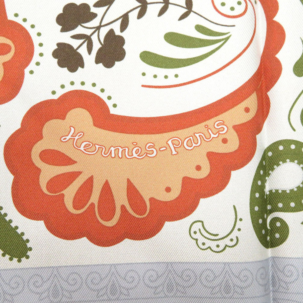 HERMES scarf silk GRIS Twill scarf cheetah Carre90 Double Face GUEPARDS BANDANA Women d