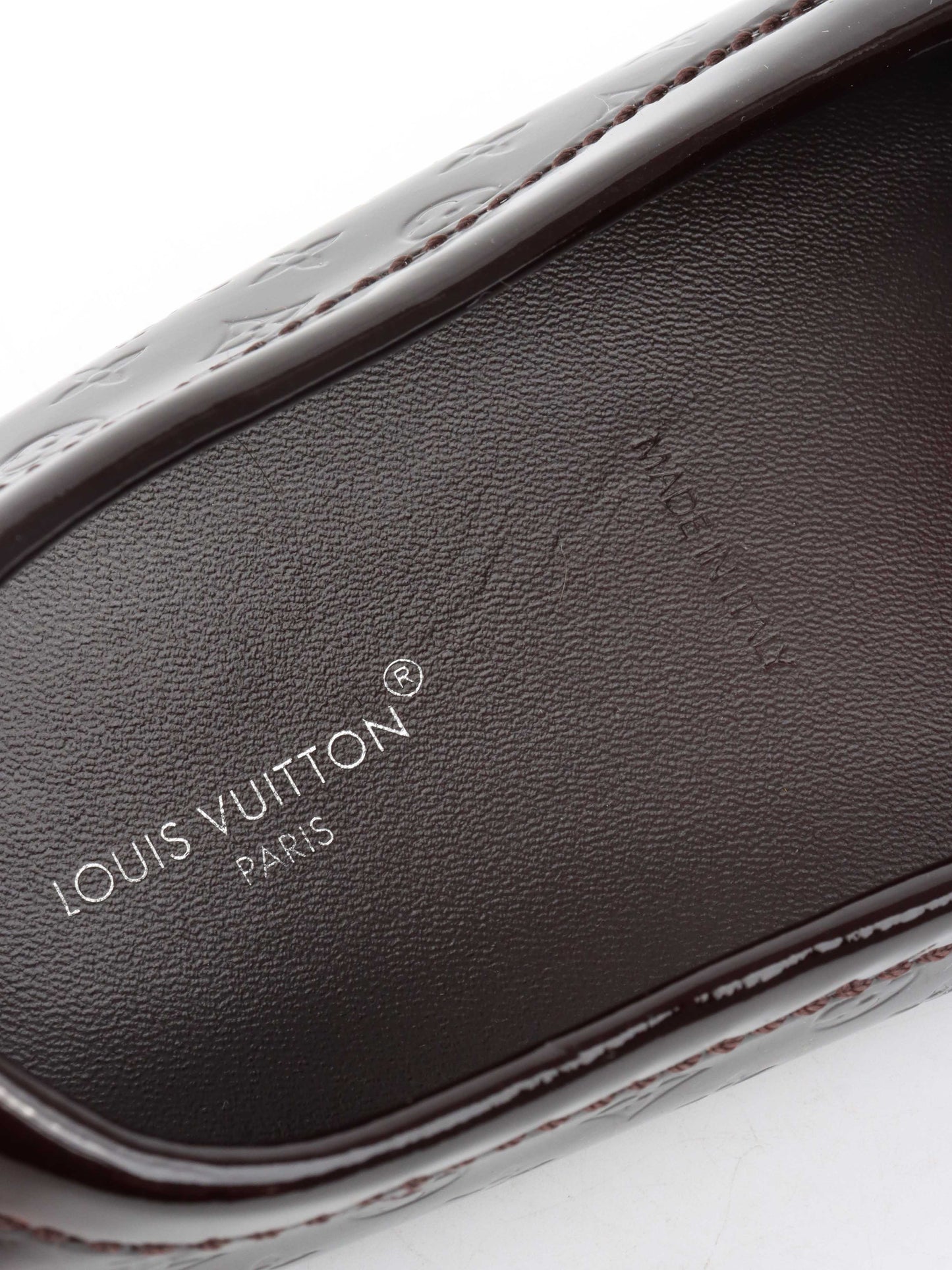 Louis Vuitton Burgundy Patent Leather Oxford Loafers.