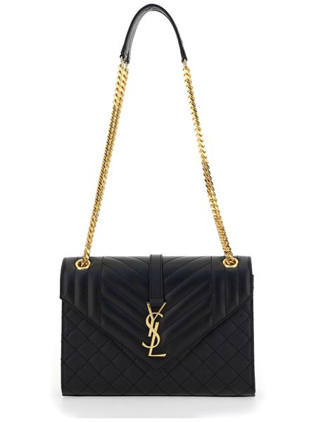 Luxury Saint Laurent Trending 2025 Women's Black Shipping Bag With Golden Logo in Neronero | 600185BOW9110001000