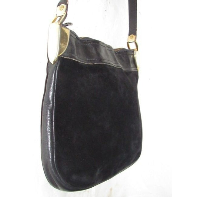 Gucci Black Suede With Black Leather Hobo Bag