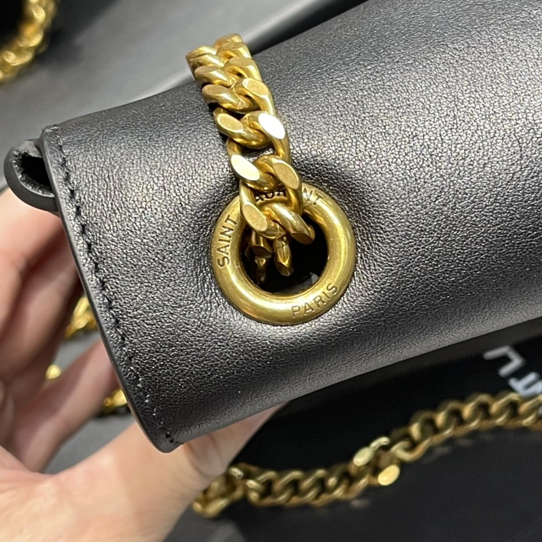 YSSL Kate Medium Reversible Chain Bag Black In Suede With Gold Hardware For Women 11in/29cm YSL