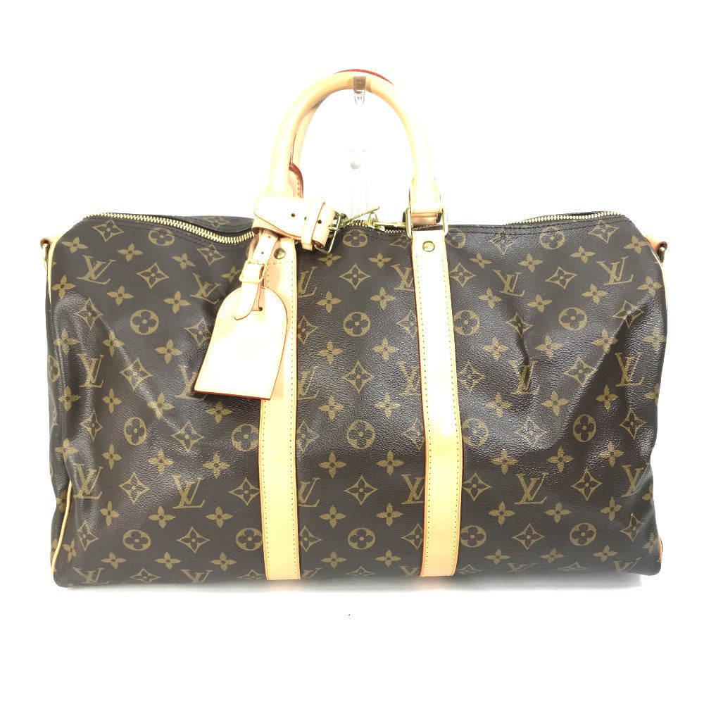 LOUIS VUITTON Boston Duffel bag ?41418 Monogram canvas Brown Travel Bag Shoulder Bag Handbag Keepall bandouliere45