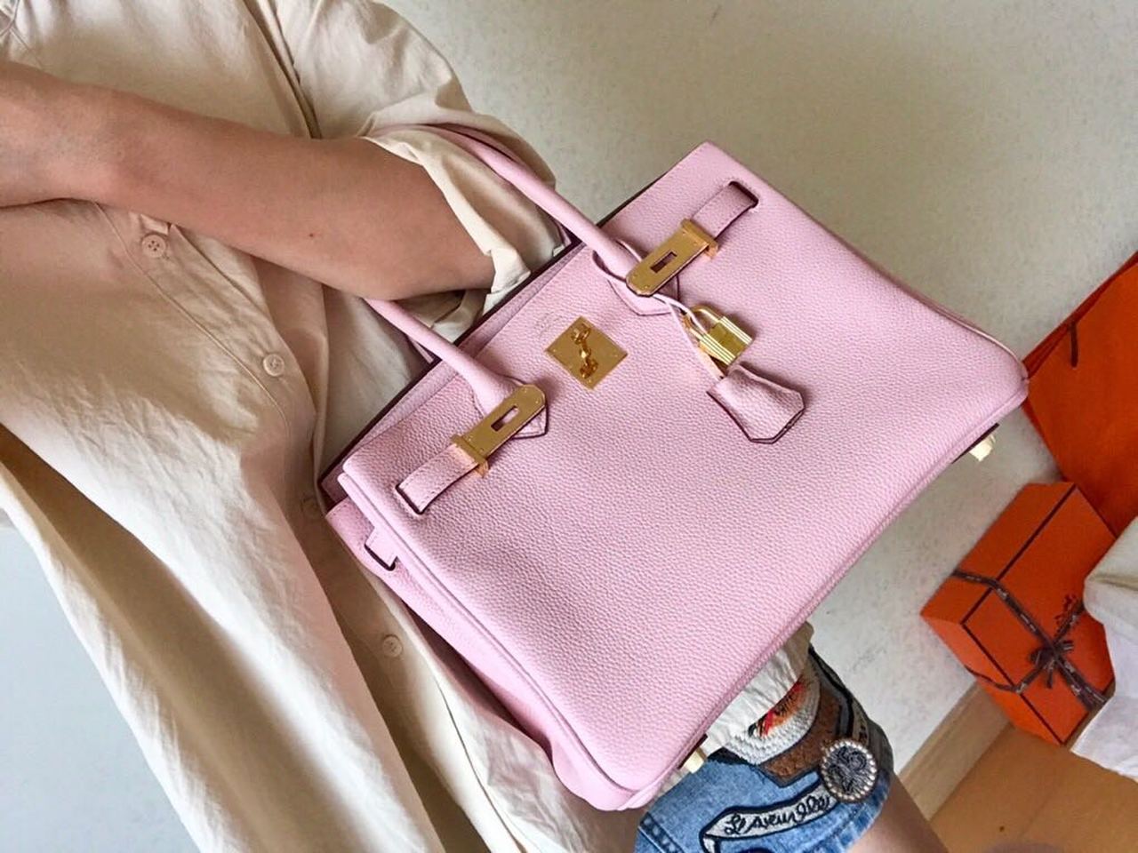 Top Quality Birkin Electric Rose Sakura 3Q For Women Gold Toned Hardware 11.8in/30cm