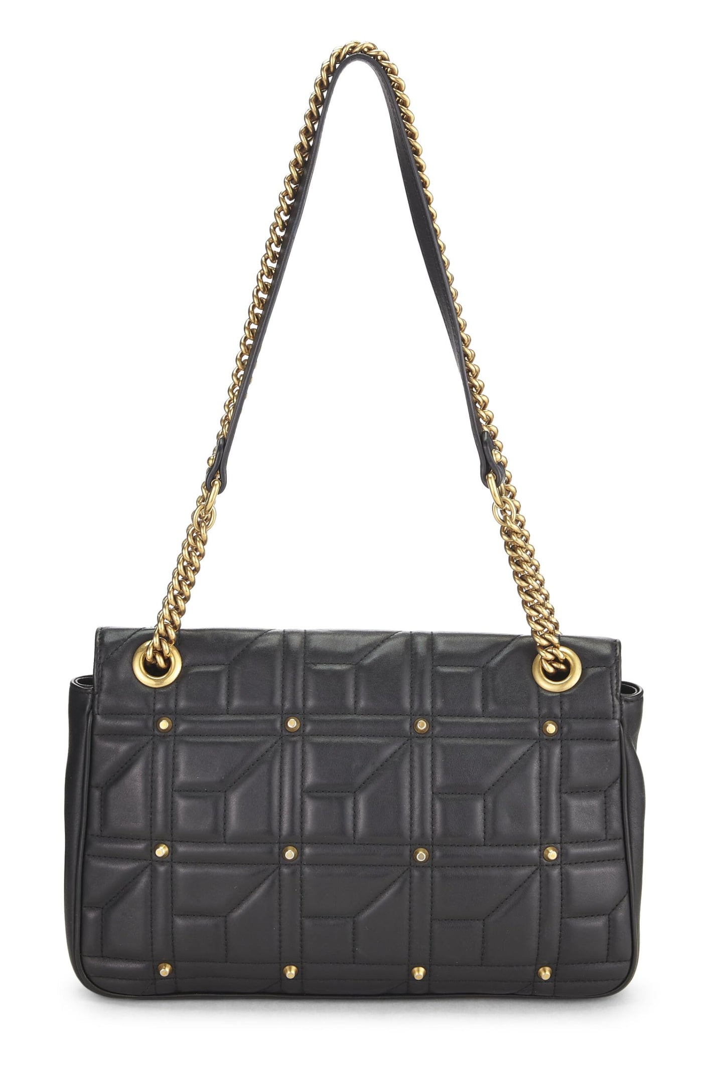 Gucci, Black Studded Leather GG Marmont Shoulder Bag, Black