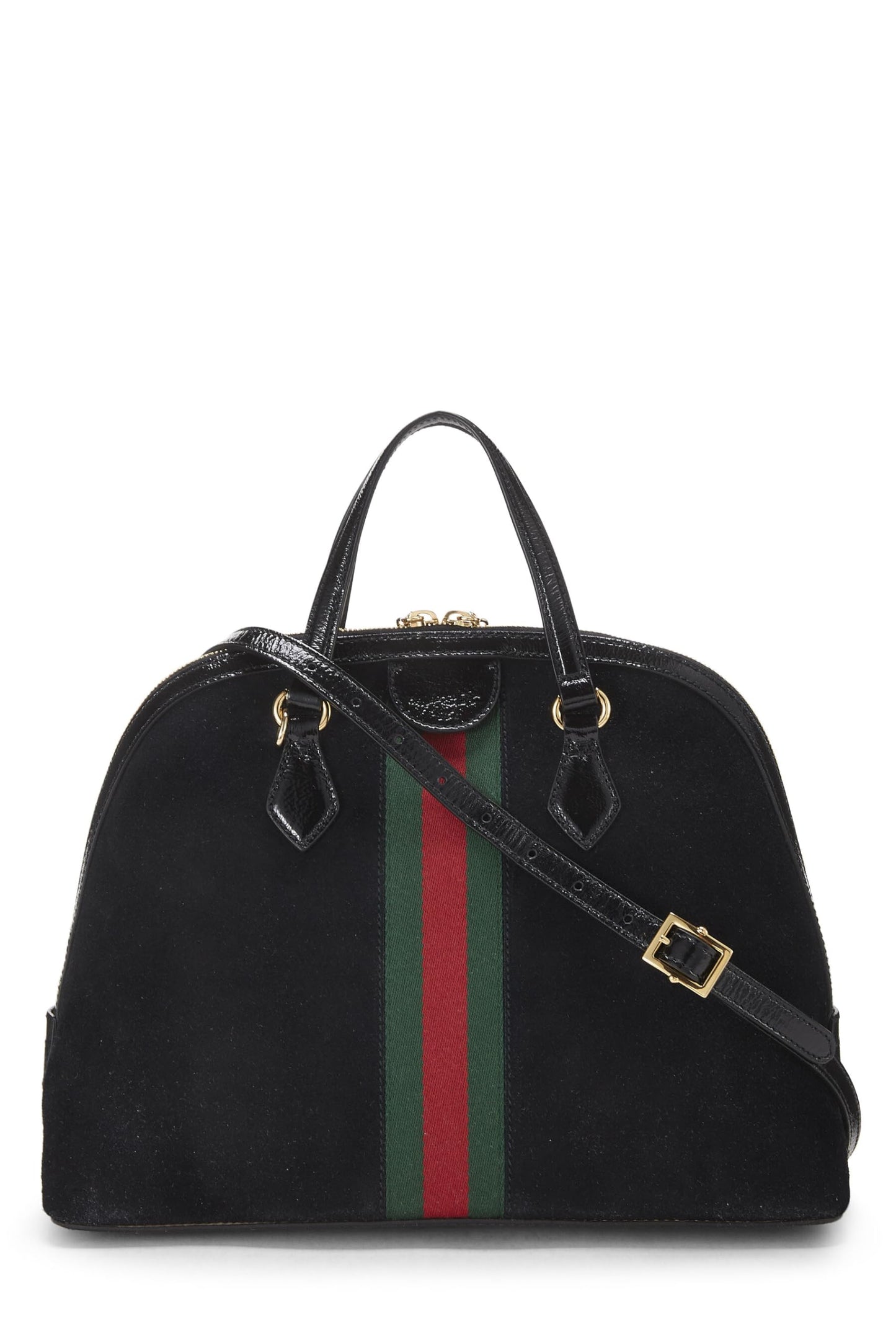 Gucci, Black Suede Ophidia Dome Bag Medium, Black