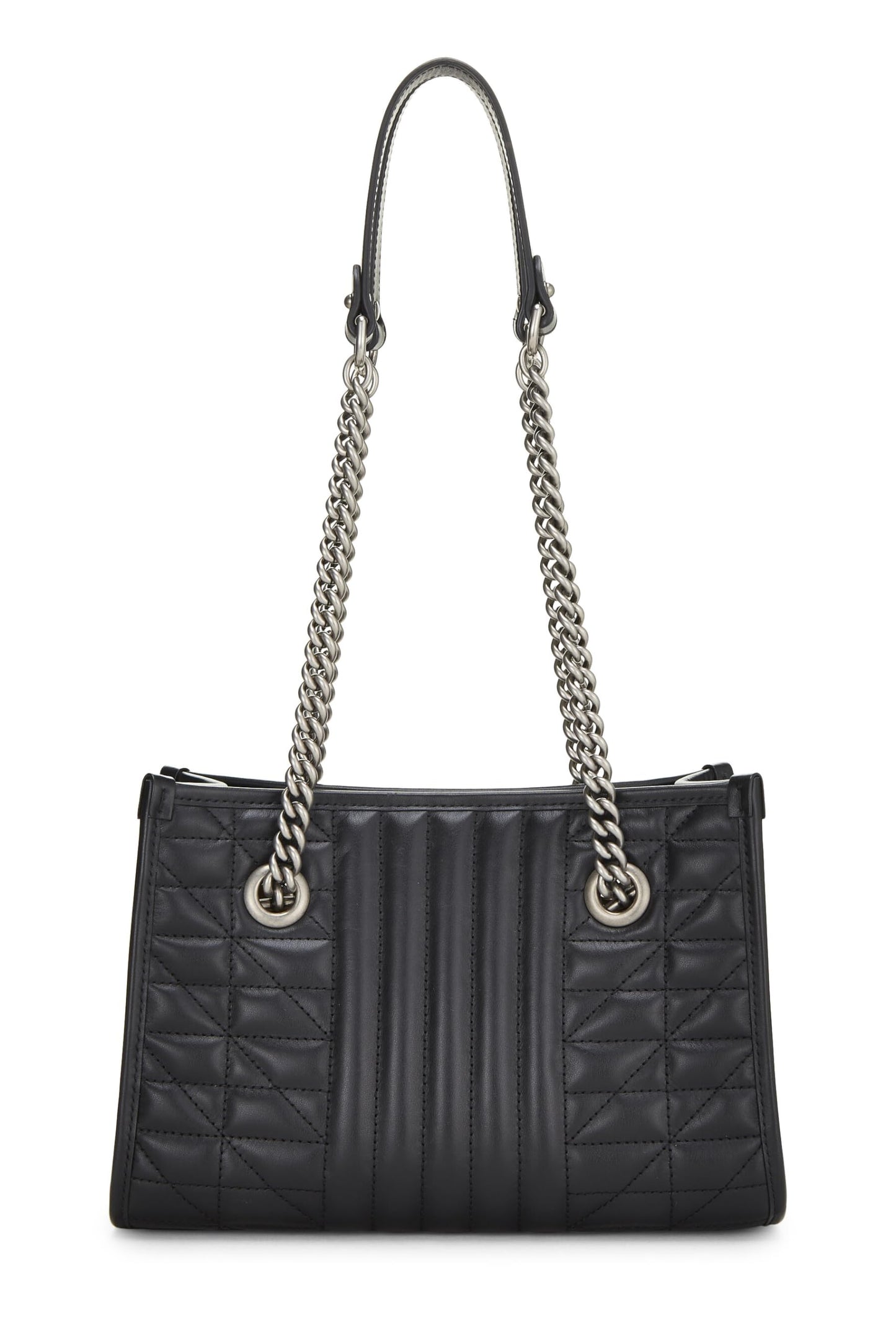 Gucci, Black Leather GG Marmont Chain Tote Small, Black
