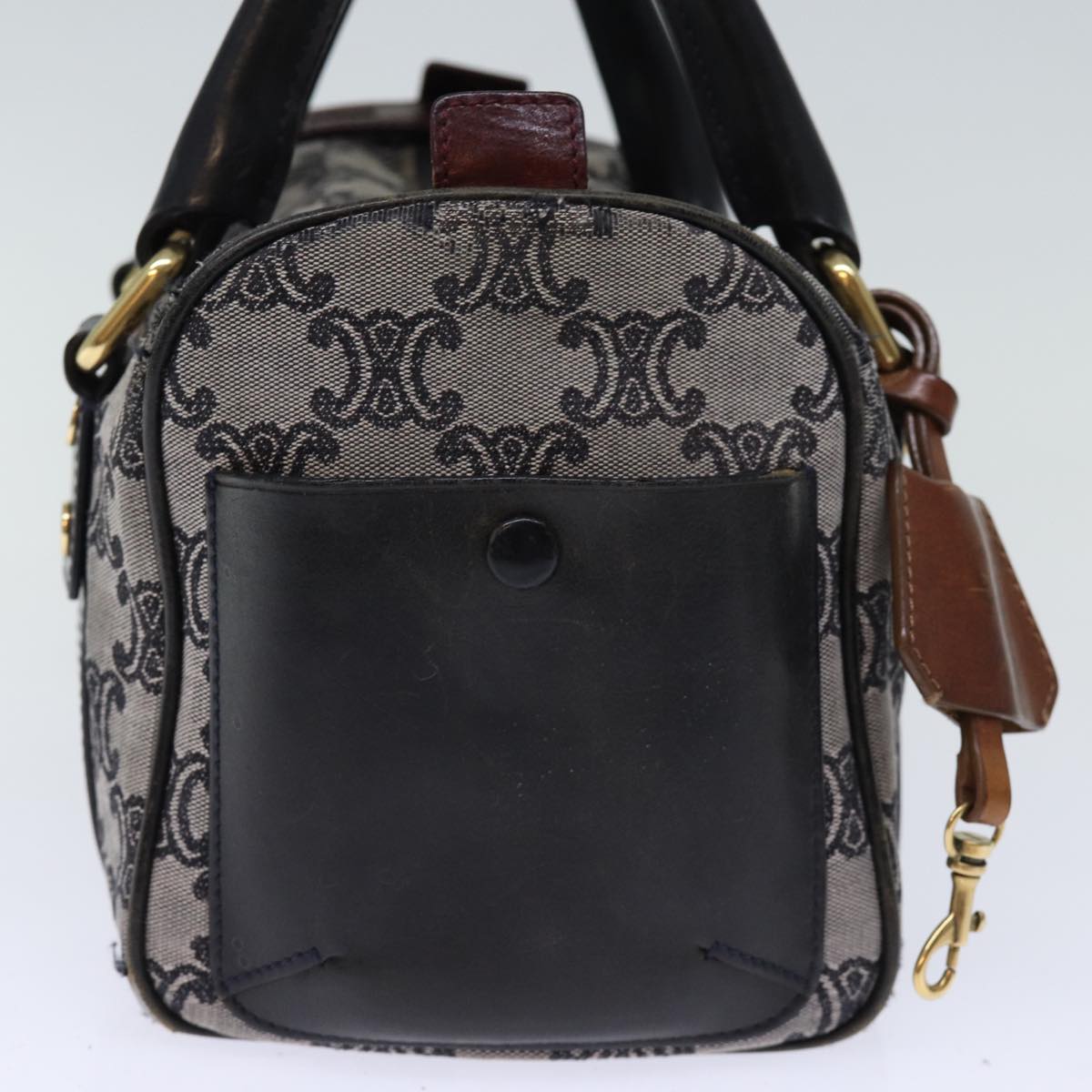 Luxury CELINE Triomphe Canvas Hand Bag Gray Auth 73729
