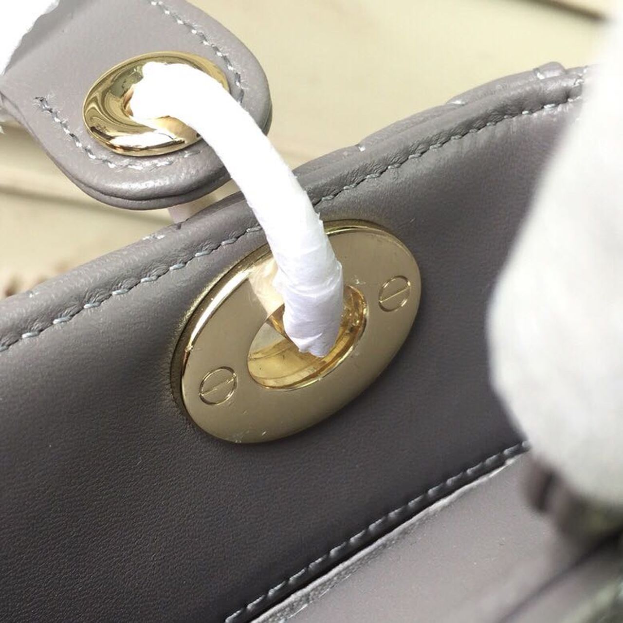 Top Quality Small Lady Bag Gold Toned Hardware Grey For Women 20cm/8in CD