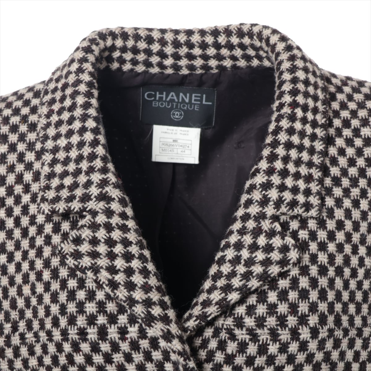 Chanel Coconut Button 95A Wool Silk Coat 44 Beige × Brown P05266 TWIDE