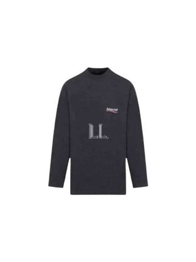 Luxury Balenciaga Trending 2025 Embroidered Logo Cotton Long Sleeve T-Shirt Grey