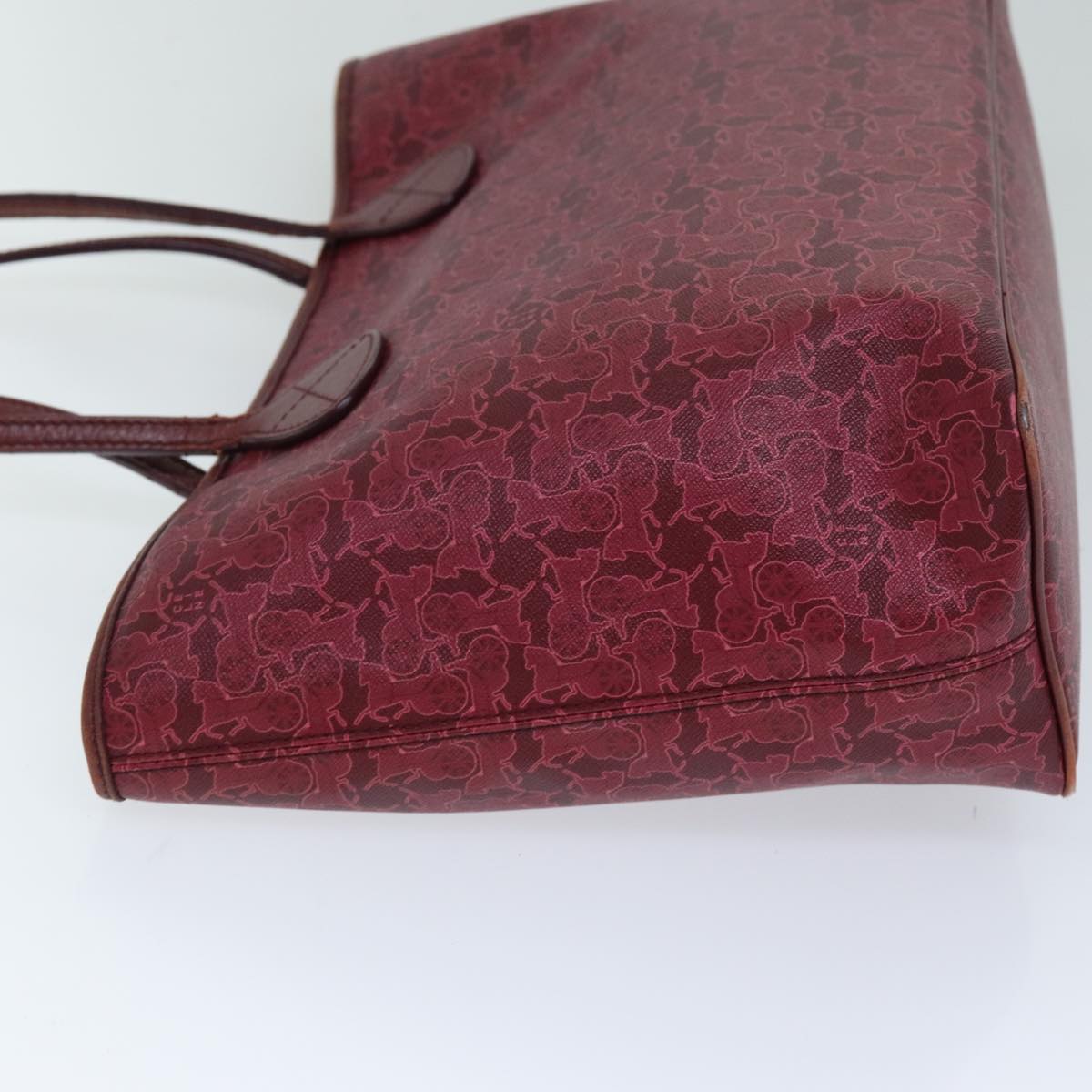 Luxury CELINE Horse Carriage Macadam Canvas Tote Bag PVC Leather Bordeaux 76141