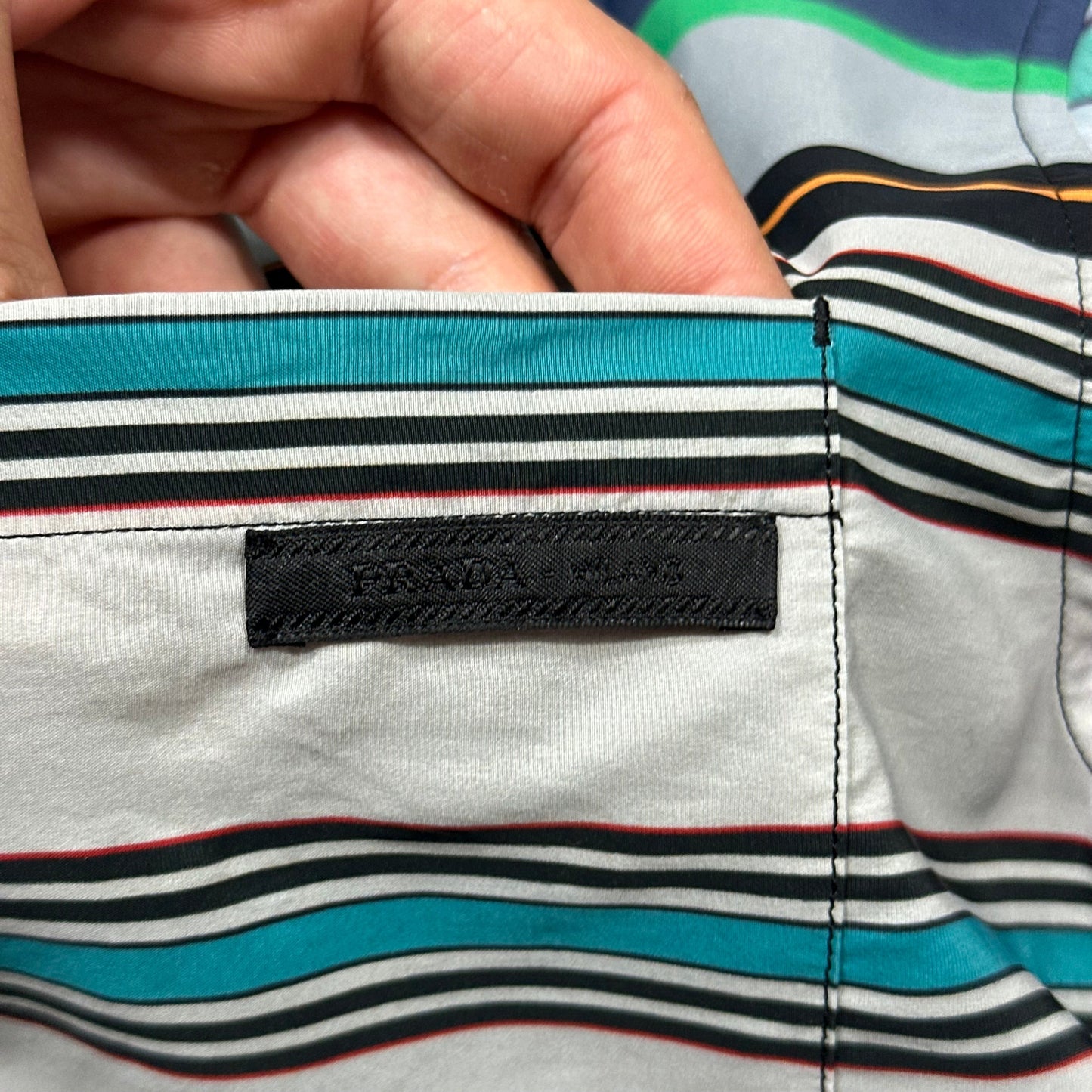 Prada 2018 Striped Rayon Cuban Shirt - M