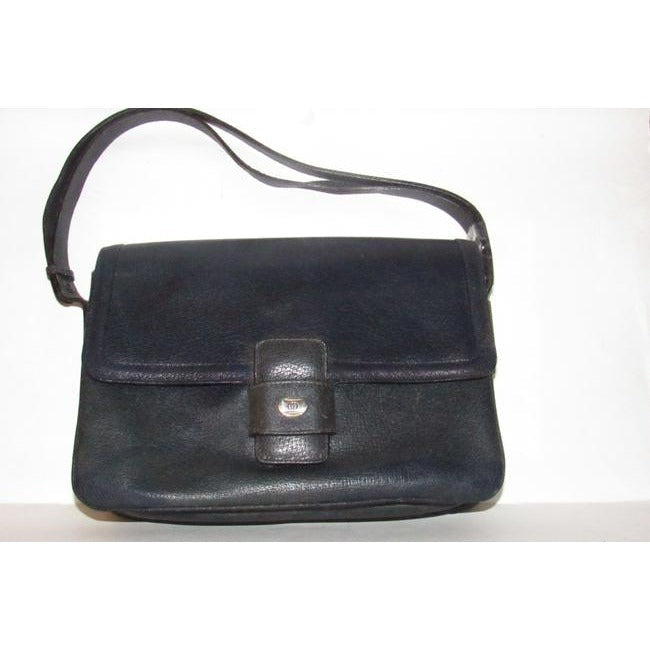 Gucci Navy Blue Leather And Gold Hardware Shoulder Bag