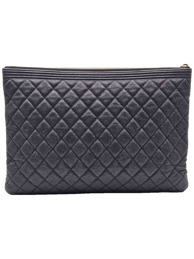 Chanel A84407 Black Caviar Champagne Gold Metal Boy Large Clutch Unit 29 Chanel