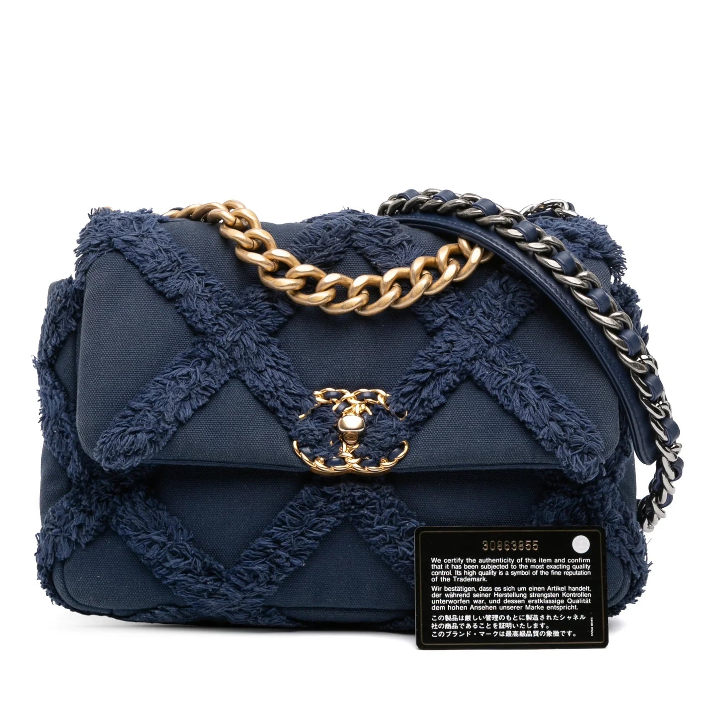 Blue Chanel Medium Canvas and Cotton 19 Flap Satchel