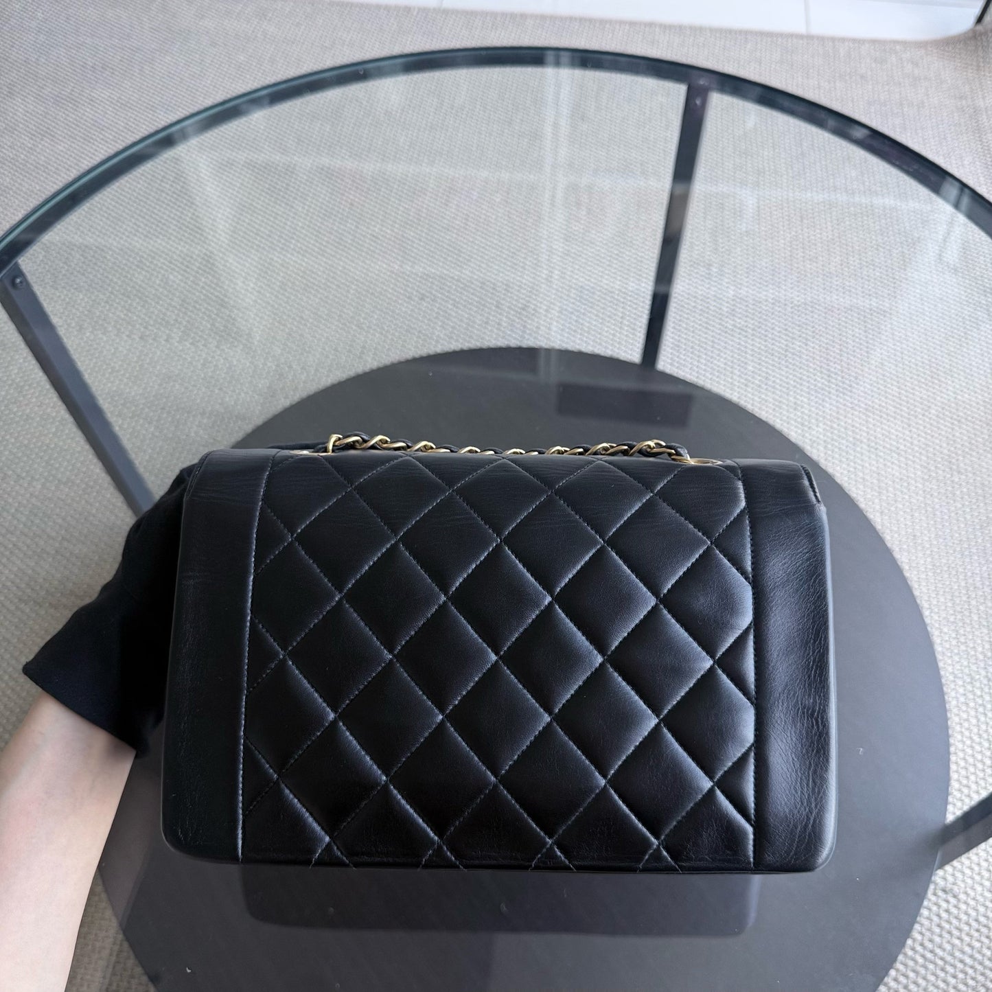 Chanel Diana - 25CM Quilted Lambskin Black Gold Hardware Series 2
