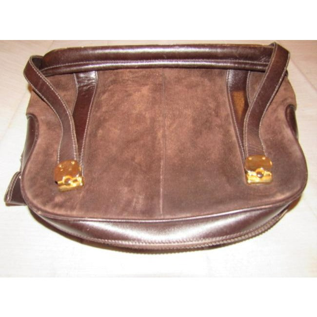 Gucci Dark Brown Suede And Leather Satchel
