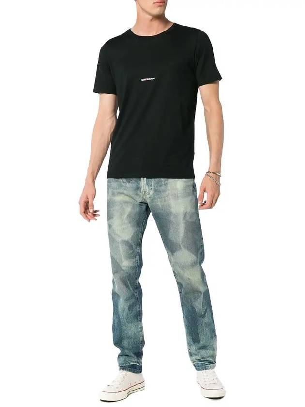 Luxury Saint Laurent Trending 2025 Men's Small Logo Short Sleeve T-Shirt Black